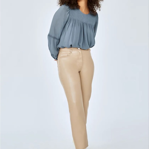 Aritzia Wilfred Ruthie Granite Blue Smocked Lace Long Sleeve Blouse Medium M - Picture 5 of 15